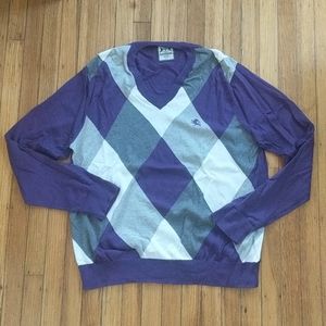 Express Purple Argyle V-Neck Sweater